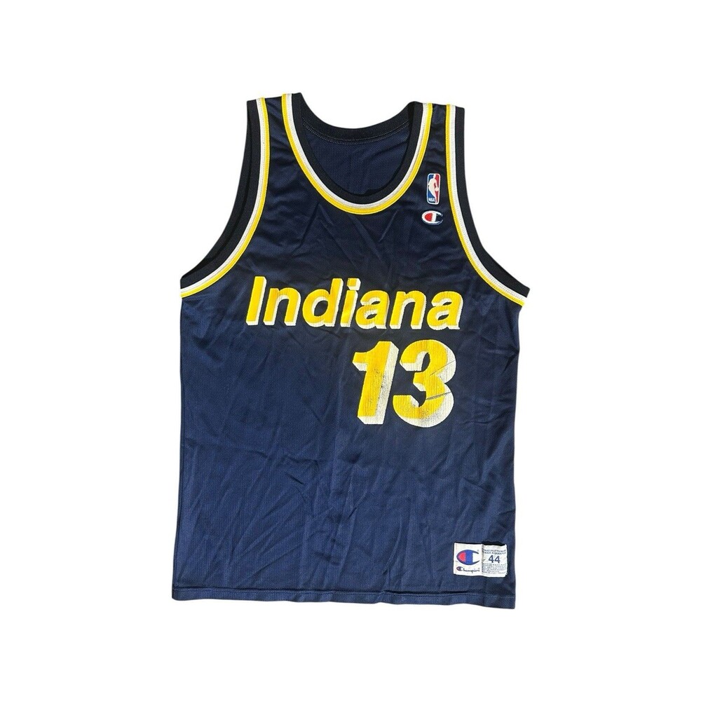 Vintage Champion Indiana Pacers Mark Jackson Basketball Jersey Sz 44 Blue #13